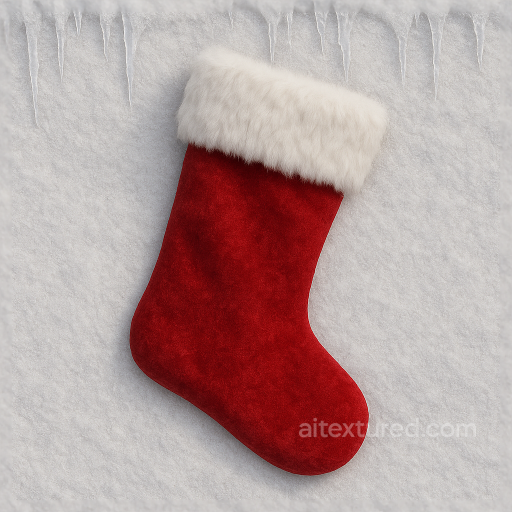 Christmas Stocking Snowy Ground Icicles Faux Fur Red Velvet seamless Merry christmas PBR texture