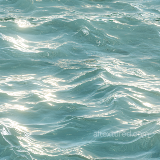 Realistic Ocean Surface Water Seamless Texture with Gentle Waves and Light Reflections seamless Water PBR texture