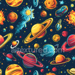 seamless Seamless 3D Space PBR Texture with Cartoon Planets, Stars, and Cosmic Elements texture 8k free download PBR