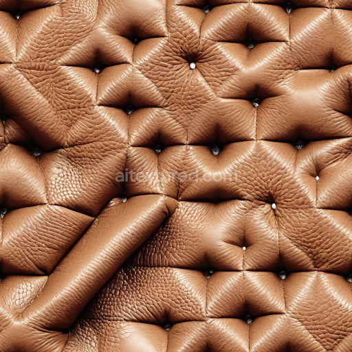 Seamless 3D PBR Texture of Tufted Pebbled Brown Leather Upholstery