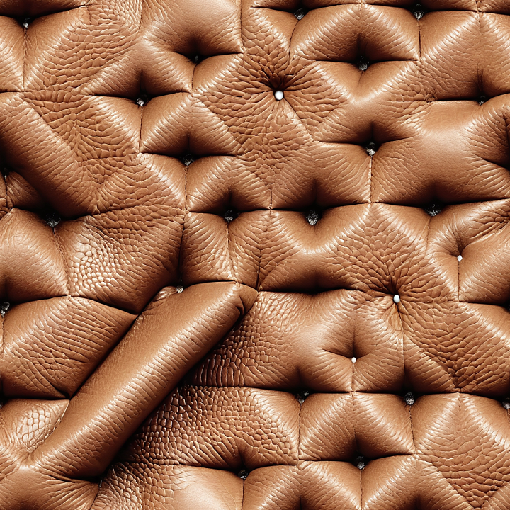 Tufted Pebbled Brown Leather Upholstery seamless PBR texture preview