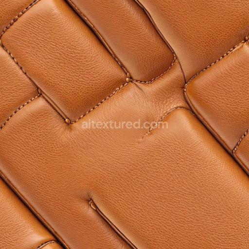 Seamless 3D PBR Quilted Tan Leather Texture with Fine Grain and Stitched Panels