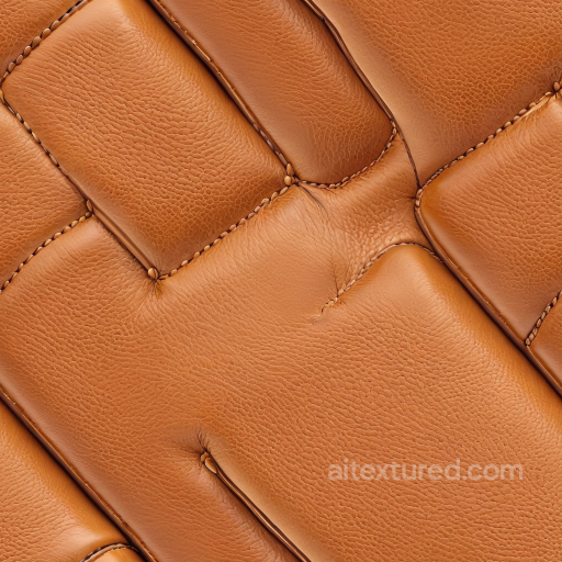 Quilted Tan Leather Texture with Fine Grain and Stitched Panels seamless Leather PBR texture