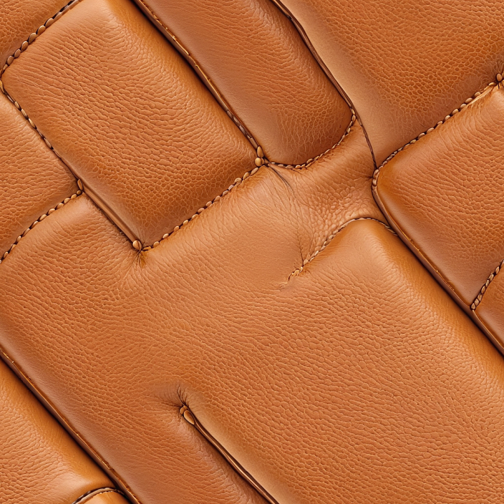 Quilted Tan Leather with Fine Grain and Stitched Panels seamless PBR texture preview