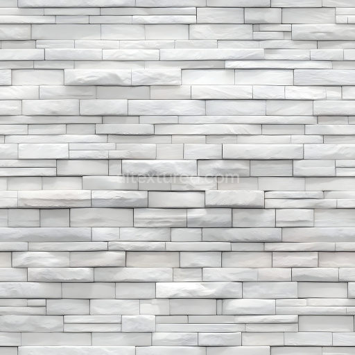 Seamless 3D Cracked White Brick Wall PBR Texture with Chipped Surface and Linear Pattern