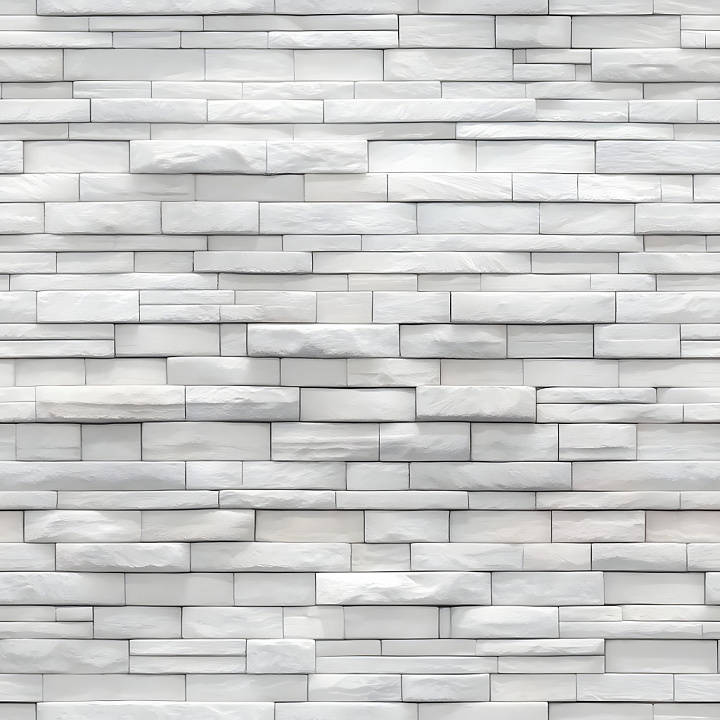 Cracked White Brick Wall with Chipped Surface and Linear Pattern seamless PBR texture preview