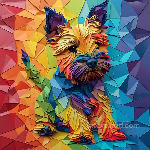 Animal - Seamless 3D PBR Texture Featuring Stylized Vibrant Cairn Terrier Fur and Geometric Backgr… texture preview
