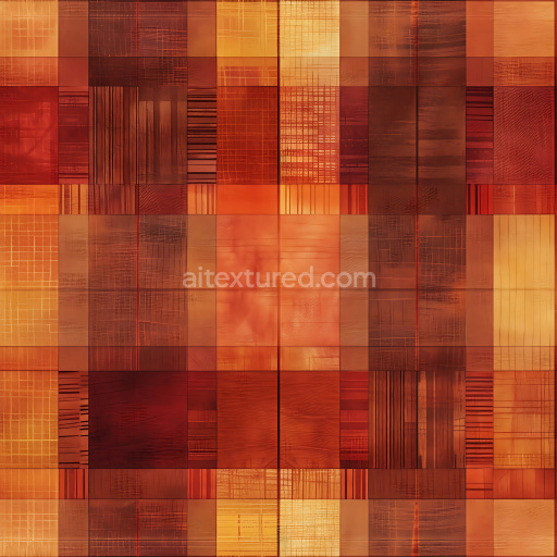 Seamless 3D PBR Plaid Texture with Warm Red and Orange Checkered Pattern