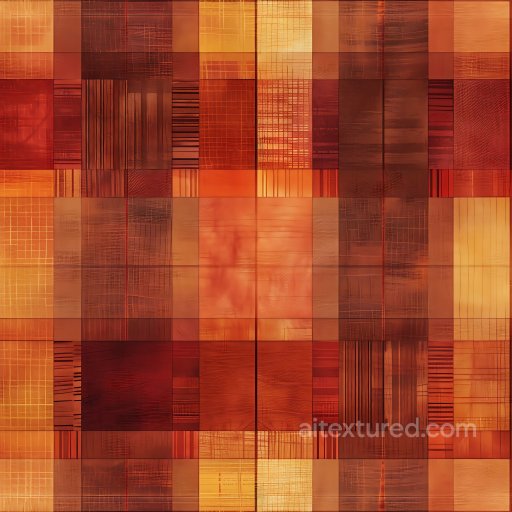 Seamless 3D PBR Plaid Texture with Warm Red and Orange Checkered Pattern texture preview