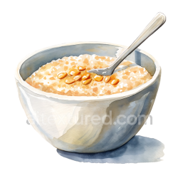 seamless Watercolor-Style Bowl of Oatmeal with Spoon Breakfast Illustration texture 8k free download PBR