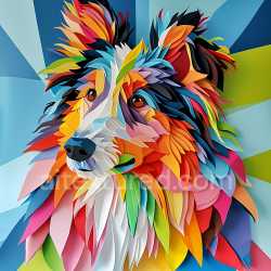 seamless Seamless 3D PBR Texture of Vibrant Collie Dog Fur Pattern in Origami Style texture 8k free download PBR