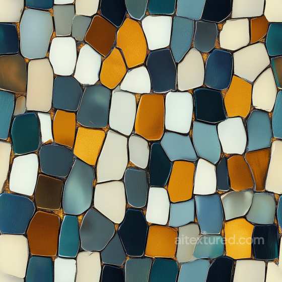 Mosaic PBR Texture Featuring Blue and Mustard Ceramic Chips with Matte Finish Mosaic texture preview