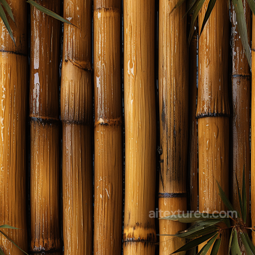 Glossy Bamboo Stalks Seamless Texture with Deep Grain Detail seamless Bamboo PBR texture