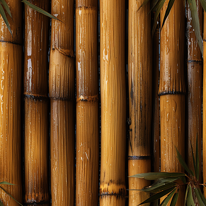Glossy Bamboo Stalks with Deep Grain Detail seamless PBR texture preview