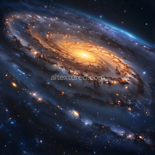 Preview — Seamless 3D Space PBR Texture Featuring Radiant Spiral Galaxy and Vibrant Starfield
