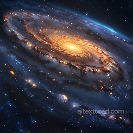 Space PBR Texture Featuring Radiant Spiral Galaxy and Vibrant Starfield seamless Star, space, planets PBR texture