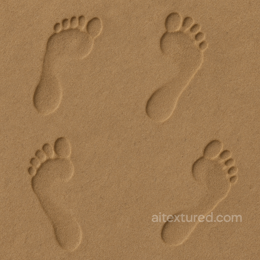 Wet Sand With Footprint Contrast And Shallow Barefoot Marks seamless Footprints PBR texture