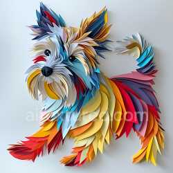 seamless Seamless 3D PBR Texture Featuring Multicolored Cairn Terrier Origami Fur texture 8k free download PBR