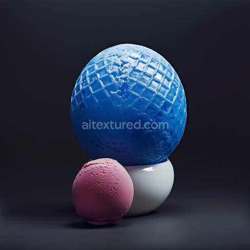 Seamless 3D Inflated Foam PBR Texture Featuring Blue Grid and Pink Soft Spheres