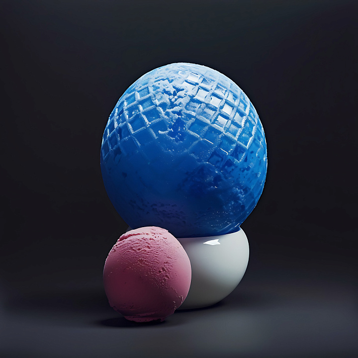 Inflated Foam Featuring Blue Grid and Pink Soft Spheres seamless PBR texture preview