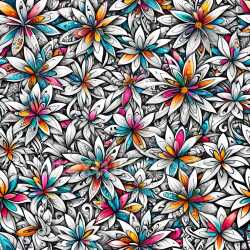 seamless Seamless 3D PBR graffiti texture with vibrant floral patterns in white, orange, blue, and pink texture 8k free download PBR