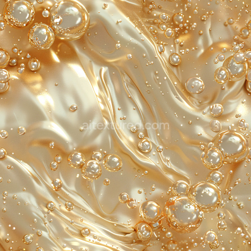 Seamless 3D PBR Glossy Liquid Gold Texture Featuring Glossy Bubbly Surface