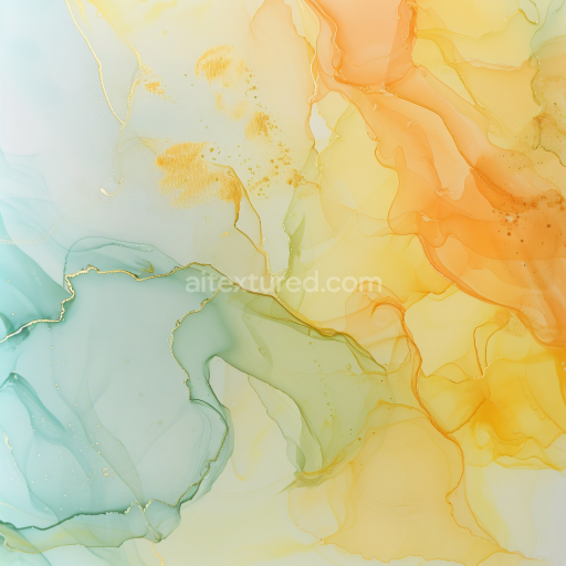 Seamless 3D Alcohol Ink PBR Texture Featuring Soft Orange and Teal Fluid Layers