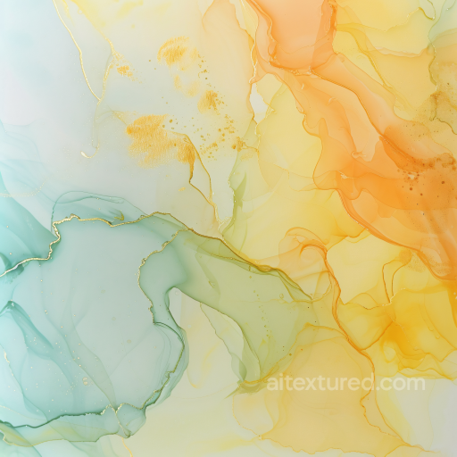 Alcohol Ink PBR Texture Featuring Soft Orange and Teal Fluid Layers seamless Alcohol ink PBR texture