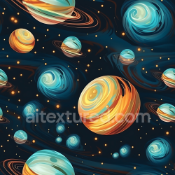 seamless Seamless 3D Space PBR Texture Featuring Colorful Planets and Swirling Nebula Clouds texture 8k free download PBR