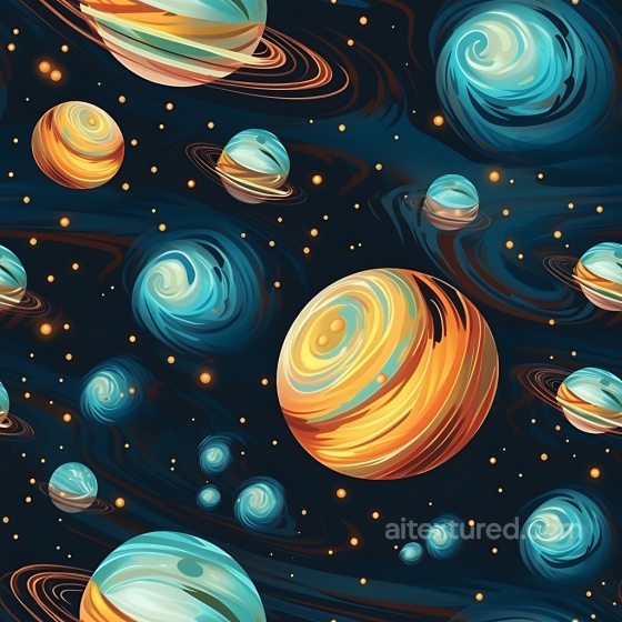 Space PBR Texture Featuring Colorful Planets and Swirling Nebula Clouds Star, space, planets texture preview