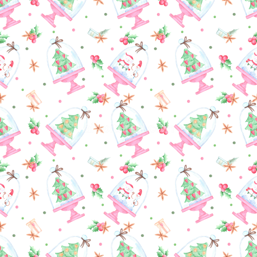 Seamless 3D PBR Texture of Watercolor Christmas Digital Paper with Holiday Motifs