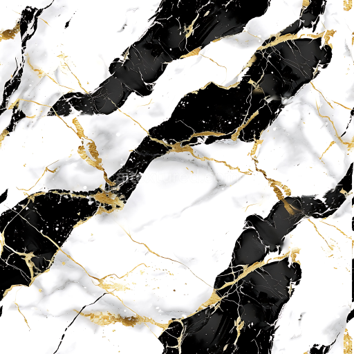 Preview — Seamless 3D Black and White Marble PBR Texture with Gold Veins and Polished Finish