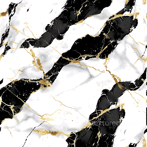 Black and White Marble PBR Texture with Gold Veins and Polished Finish seamless Marble PBR texture
