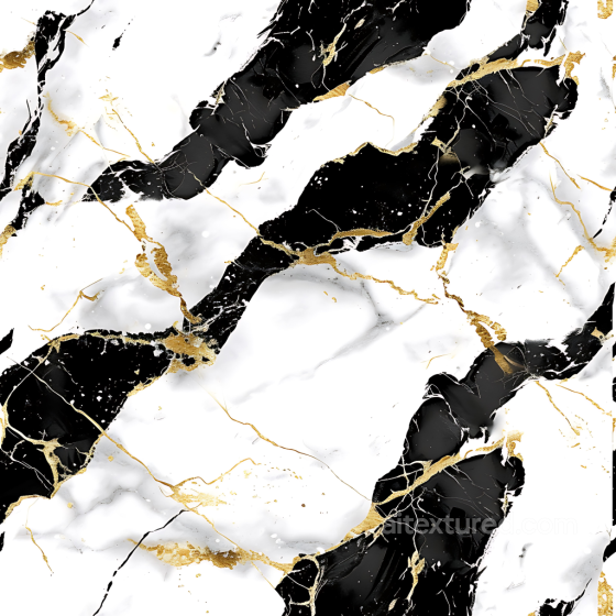 Black and White Marble PBR Texture with Gold Veins and Polished Finish Marble texture preview