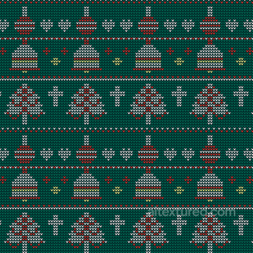 Knitted Fabric Texture with Christmas Trees and Ornaments seamless All Christmas Digital paper PBR texture