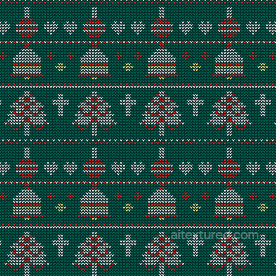 Knitted Fabric Texture with Christmas Trees and Ornaments All Christmas Digital paper texture preview