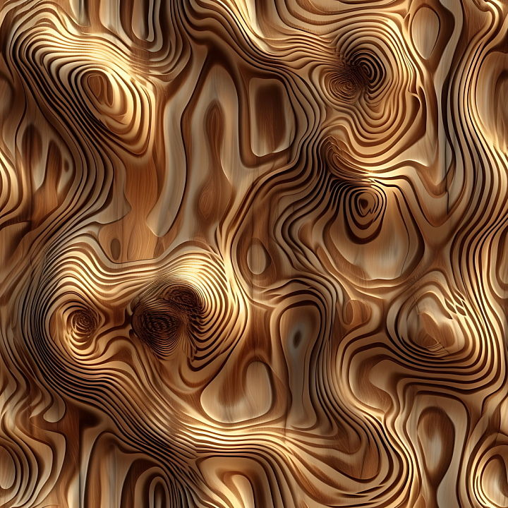 Sculpted Wood Grain with Intricate Contours and Warm Tones seamless PBR texture preview
