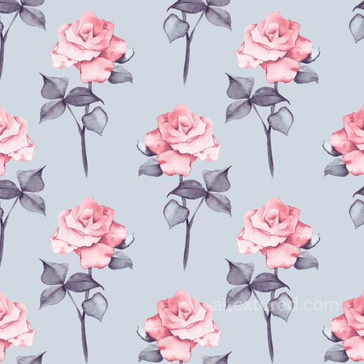 Watercolor Pink Rose Floral Fabric Texture seamless Wild Flower  PBR texture