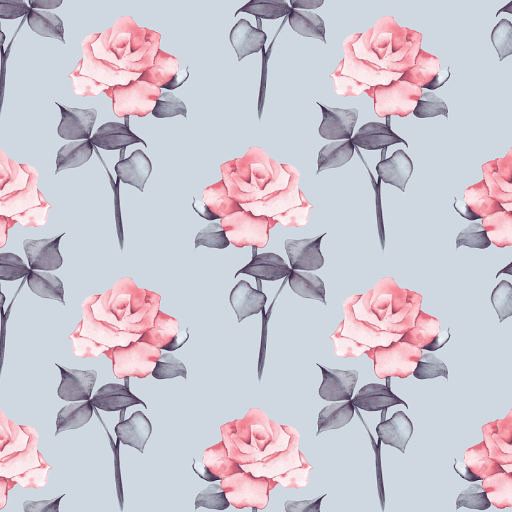 Watercolor Pink Rose Floral Fabric seamless PBR texture preview