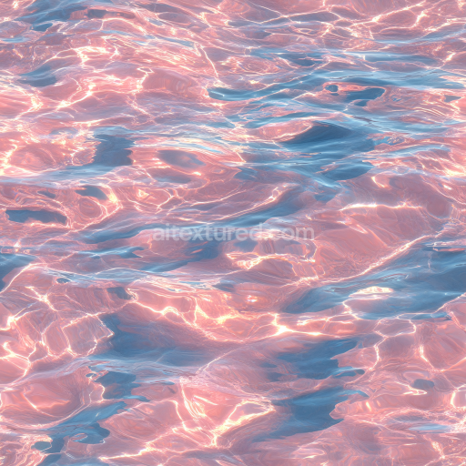 Seamless 3D PBR Water Texture of Stylized Pink Ocean Surface with Soft Waves