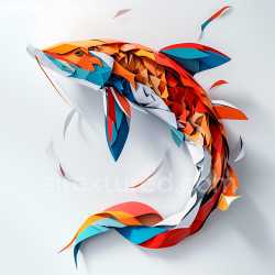 seamless Seamless 3D PBR Texture Featuring Origami-Style Fish with Multicolor Layers texture 8k free download PBR