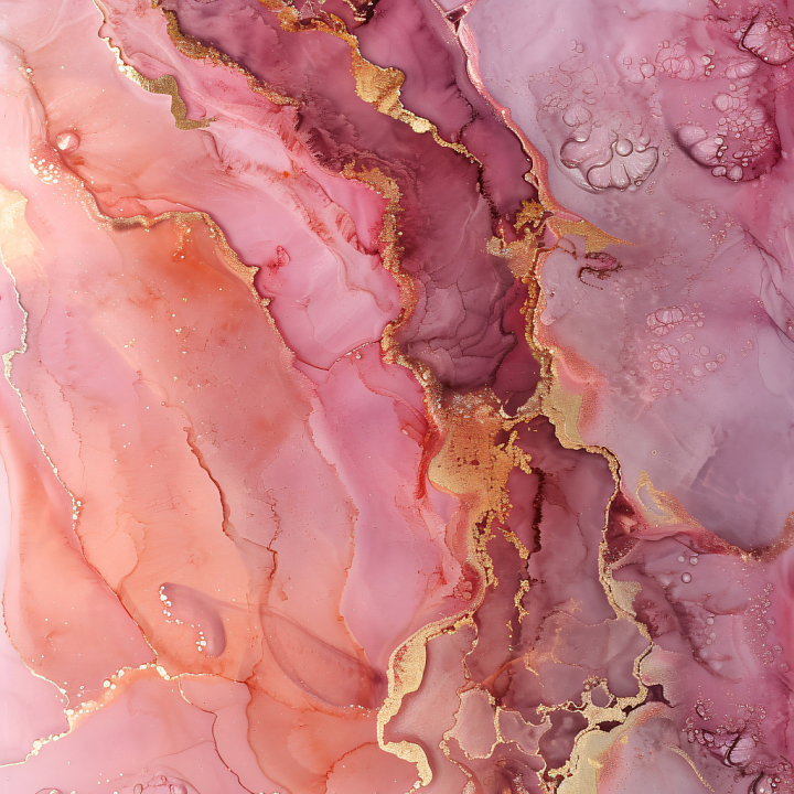 Alcohol Ink with Pink Shades and Gold Veining seamless PBR texture preview