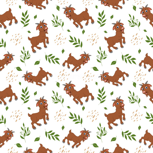Pattern Bundle - Seamless 3D Pattern PBR Texture with Playful Cartoon Goats and Greenery texture preview