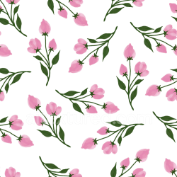 seamless Seamless 3D PBR Texture of Pink Flower Buds with Green Leaves on White Background texture 8k free download PBR
