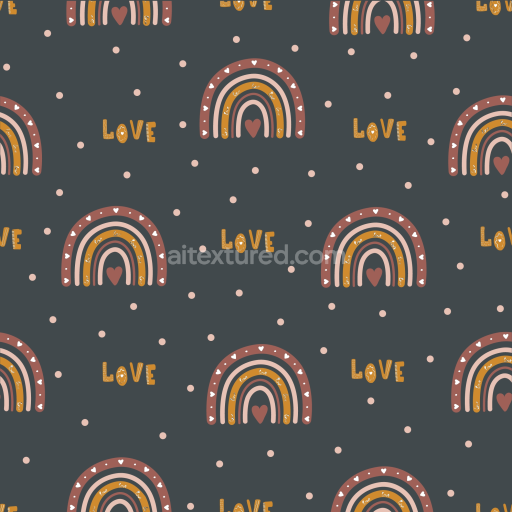 Seamless Boho Fabric 3D PBR Texture with Rustic Rainbows and Polka Dots