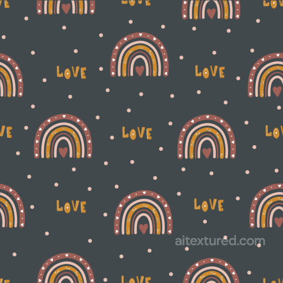 Seamless Boho Fabric 3D PBR Texture with Rustic Rainbows and Polka Dots Boho Seamless texture preview