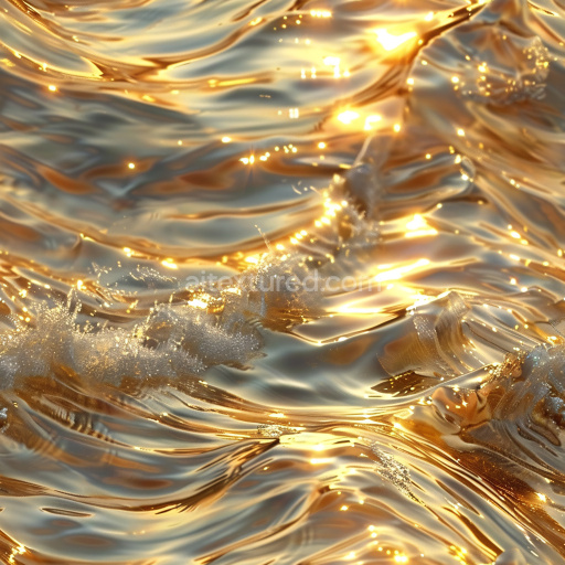 Seamless 3D PBR Texture of Glossy Golden Liquid Surface with Dynamic Highlights