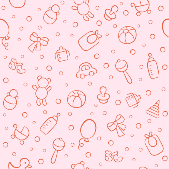 Baby Girl Texture of Baby Toy Line Art Pattern on Soft Pink Background Baby girl texture preview
