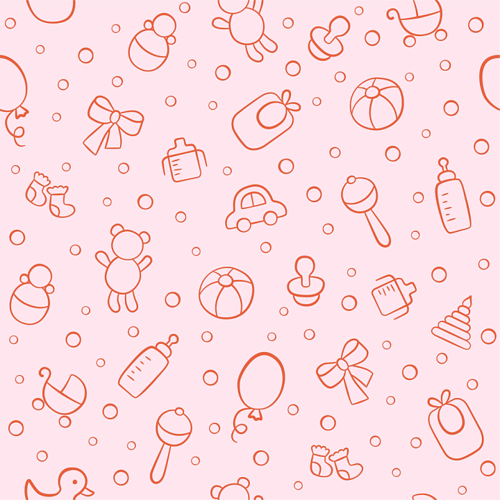 with Soft Pink Baby Girl Icons Pattern seamless PBR texture preview