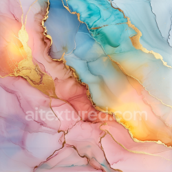 seamless Seamless 3D Alcohol Ink PBR Texture Featuring Pastel Swirls and Gold Veins texture 8k free download PBR